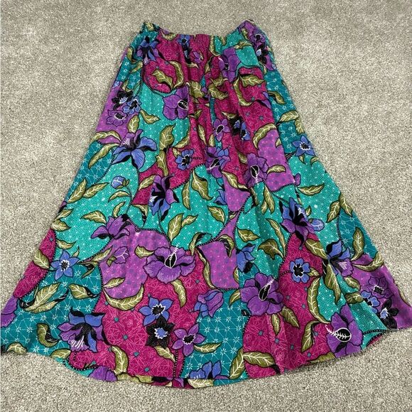 Alfred Dunner Teal and Purple Floral Maxi Skirt - Picture 2 of 6